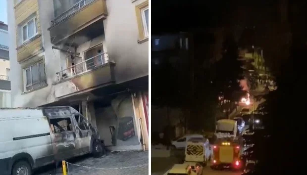 Keçiören'de gece çıkan yangında dükkan, minibüs ve daire zarar gördü