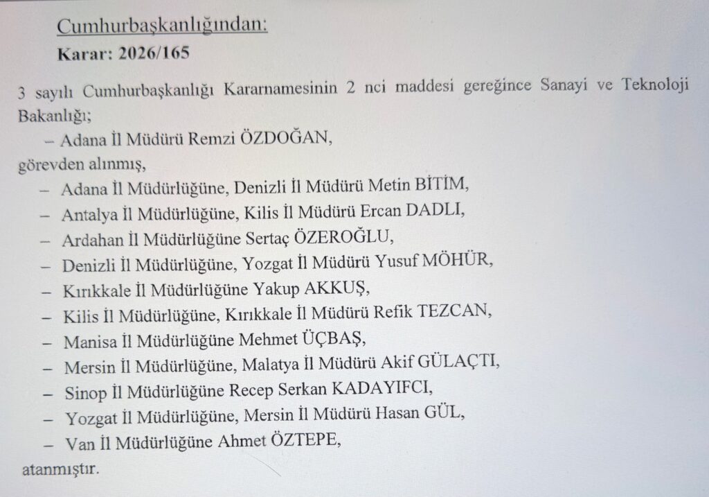 Görevden alma ve Atamalar Resmi Gazete'de