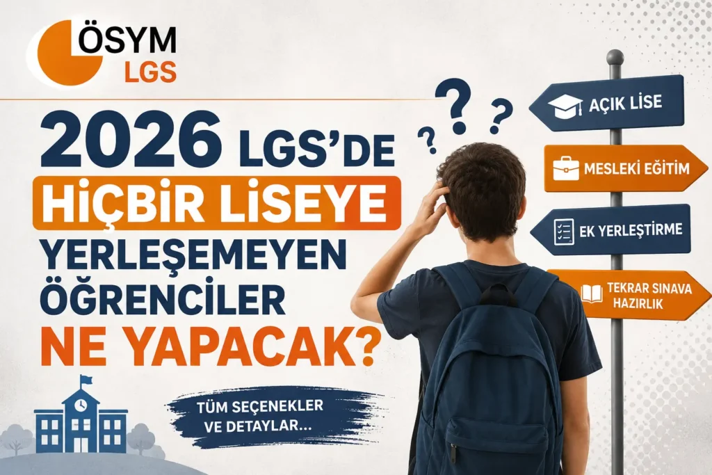 2026 LGSde Hiçbir Liseye Yerleşemeyen Öğrenciler Ne Yapacak