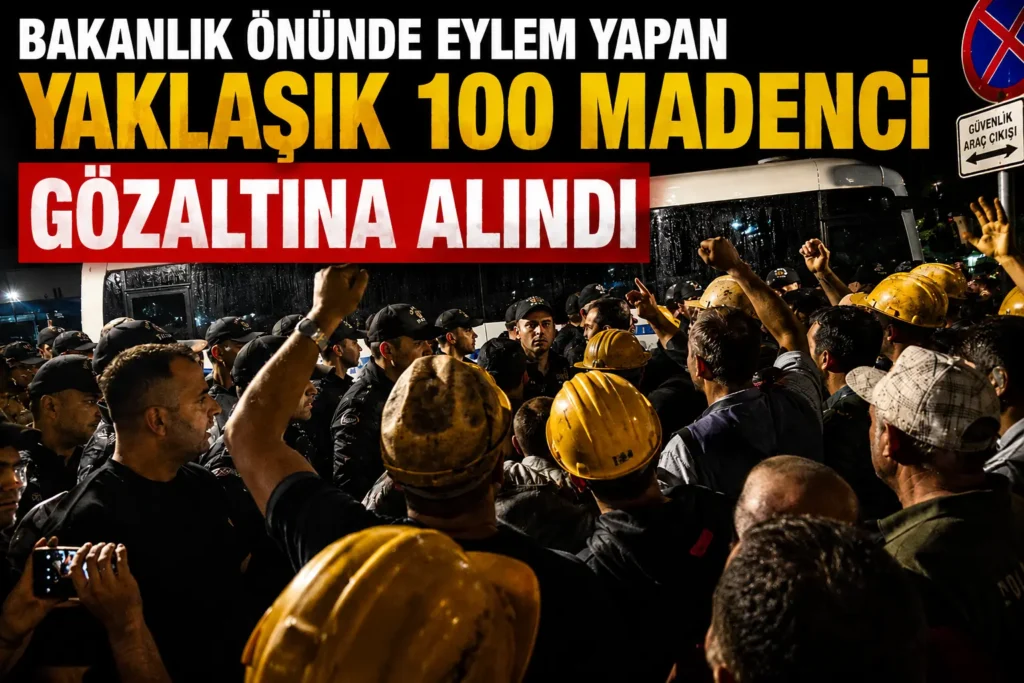 Bakanlık önünde eylem yapan yaklaşık 100 madenci gözaltına alındı